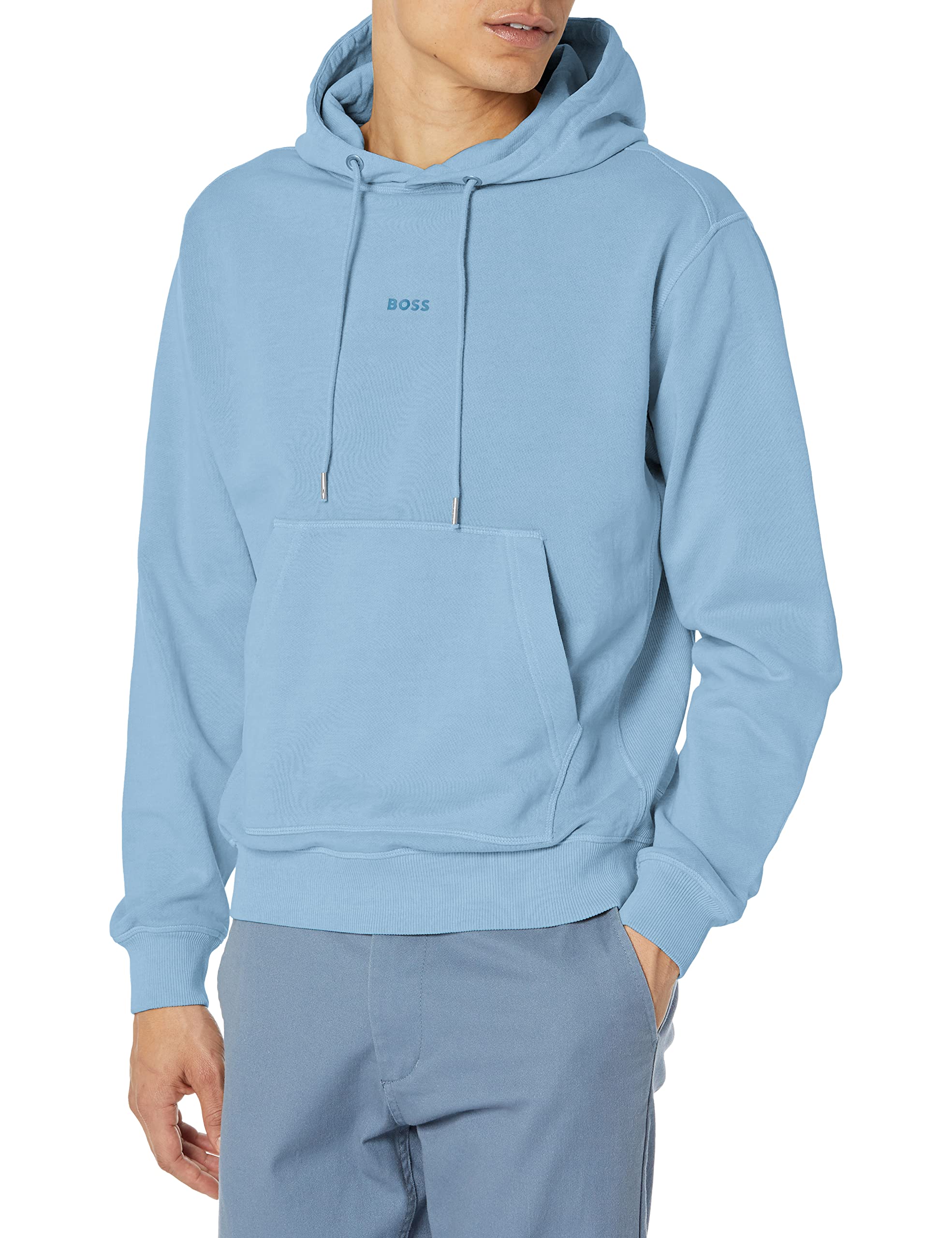 Mens Garment Dyed Center Logo Hooded Sweatshirt