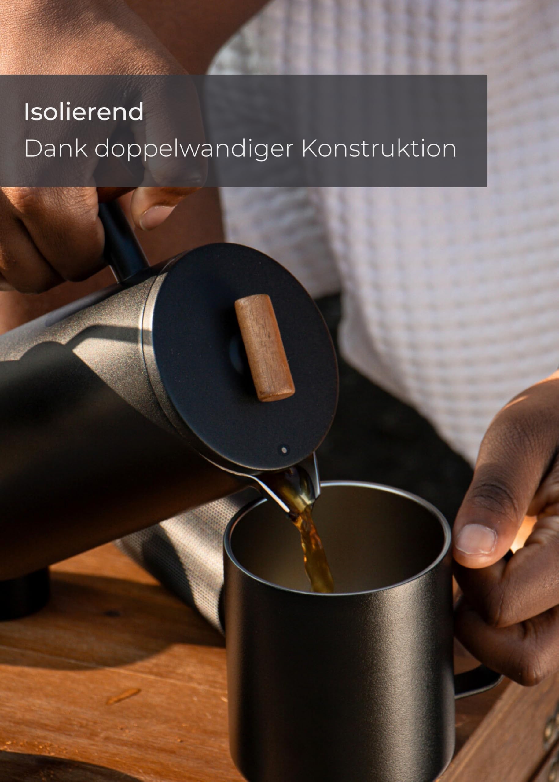 LAMBDA COFFEE® Edelstahl Tasse 2x360ml Thermobecher mit Henkel I Kaffeetasse doppelwandig isoliert I Tassen Set für Camping & Outdoor I Thermo Kaffee Becher (Rot)