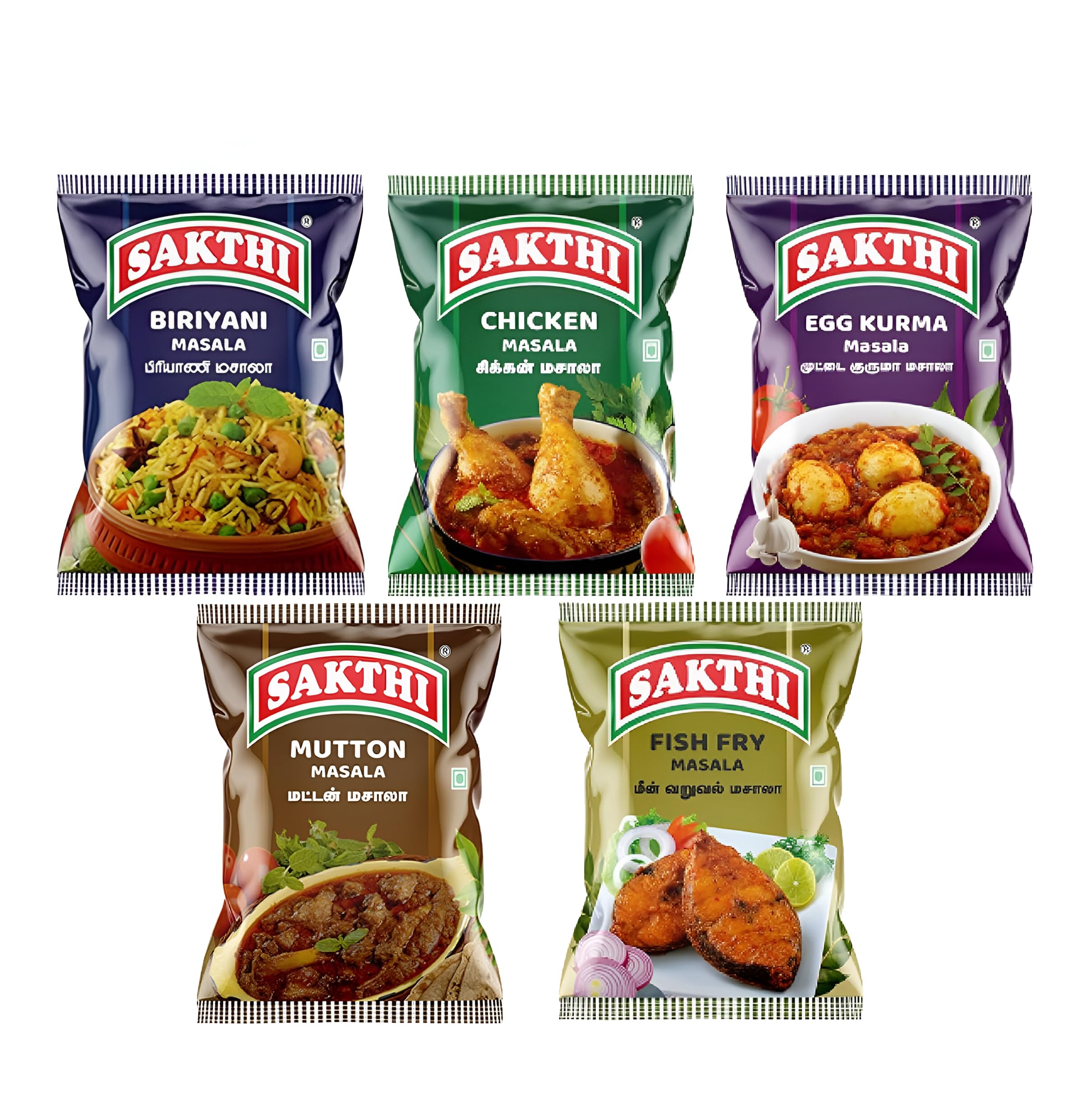 SAKTHI 50 Gm Biryani Masala + 50 Gm Chicken Masala + 50 Gm Egg Kuruma Masala + 50 Gm Mutton Masala + 50 Gm Fish Fry Masala | South Indian Flavoured Premium Spices Blend Powder (Combo of 5) (B017H6YMFS) Amazon Price History, Amazon Price Tracker