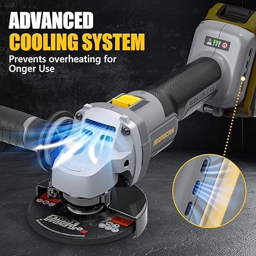 Vista 7 de Amoladora Angular, sin escobillas de 20 V, inalámbrica, 4-1/2 pulgadas, compatible con batería Dewalt (sin batería), con rueda de esmeril de metal