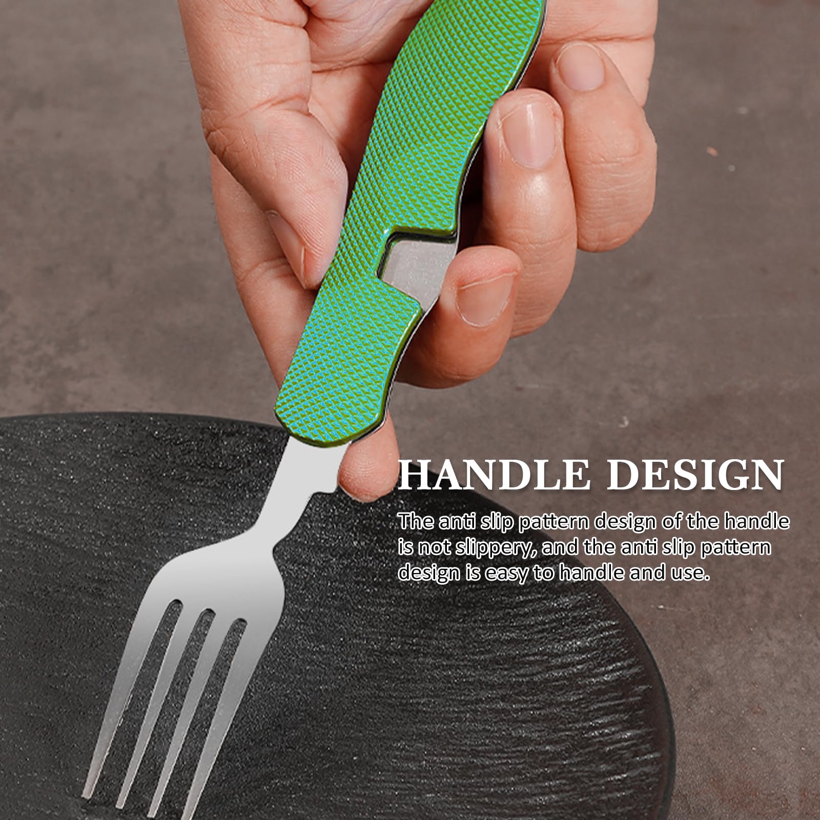 2 Posate Da Campeggio 4 In 1 Pieghevoli - Kit Con Coltello, Forchetta, Cucchiaio E Apribottiglie (Rosso+Blu) - Foto 11