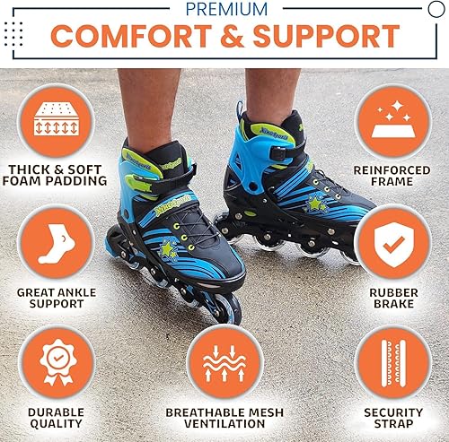 Miniatura 3 de XINO SPORTS Combo 2 en 1, Patines para niños  Patines en línea - Patines intercambiables con luz LED para niños de 6 a 12 años, adolescentes y