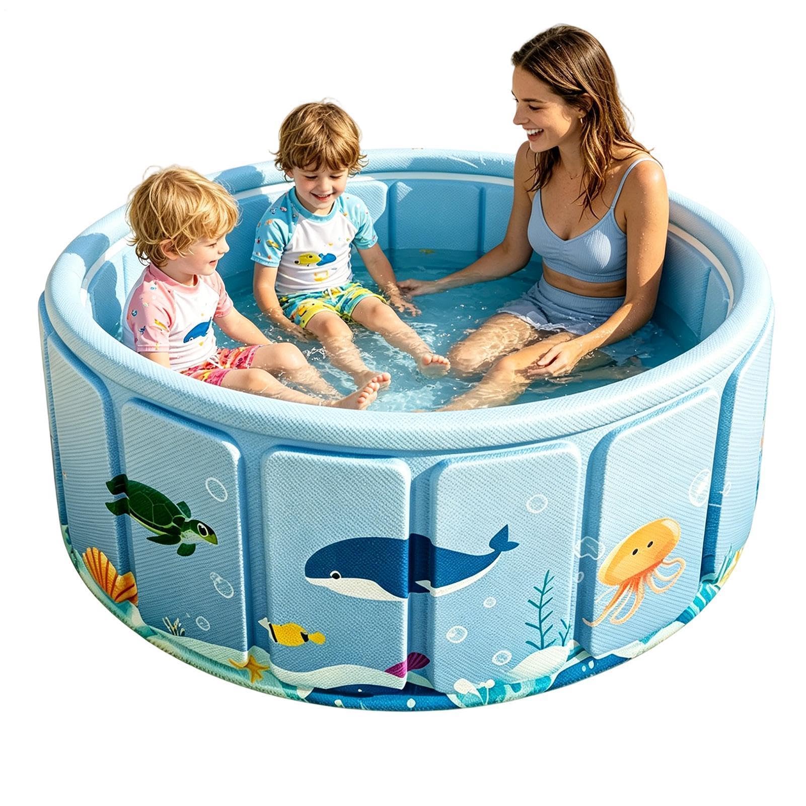 Vasca da bagno per animali domestici, contenitore refrigerante circolare, base antiscivolo, serbatoio pieghevole flessibile, materiale composito elastico, piscina multiuso per proprietari di animali