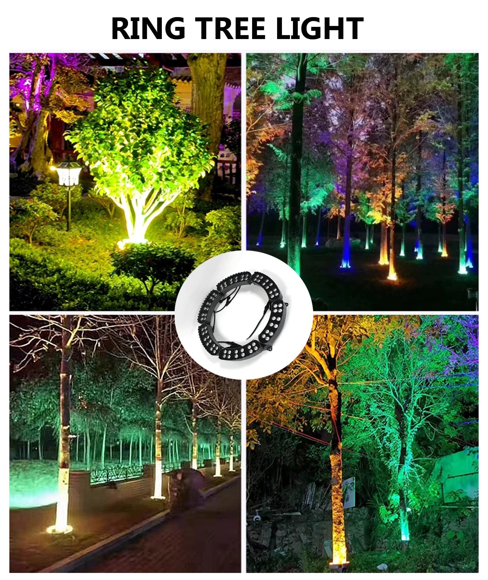 Oświetlenie krajobrazowe LED, zewnętrzne oświetlenie LED RGB na drzewa, reflektor ogrodowy 24 V, zmieniające kolory, wodoodporne, duże drzewa i podwórka, dekoracja imprezowa, zestaw 6 sztuk
