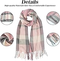 Vista 2 de Loritta Bufanda para mujer, chales largos a cuadros, para invierno, cálida, bufandas grandes, regalos