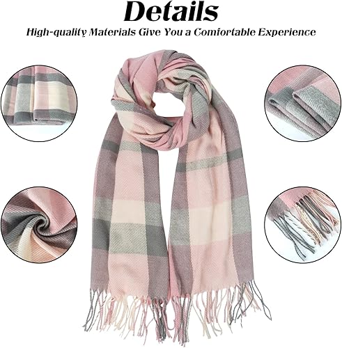 Miniatura 2 de Loritta Bufanda para mujer, chales largos a cuadros, para invierno, cálida, bufandas grandes, regalos