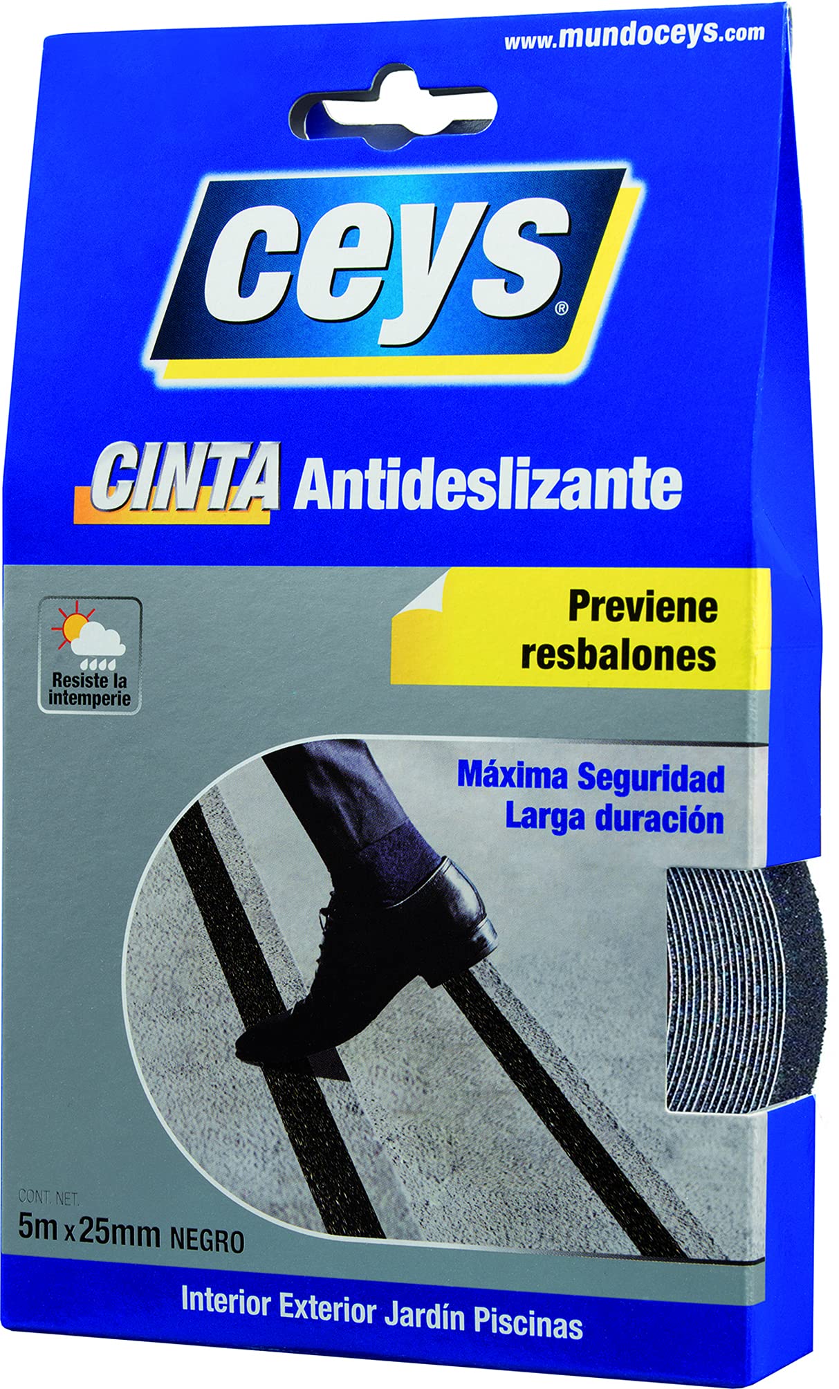 ceys - Cinta Antideslizante - Autoadhesivo - Negro - 5 M x 25 MM