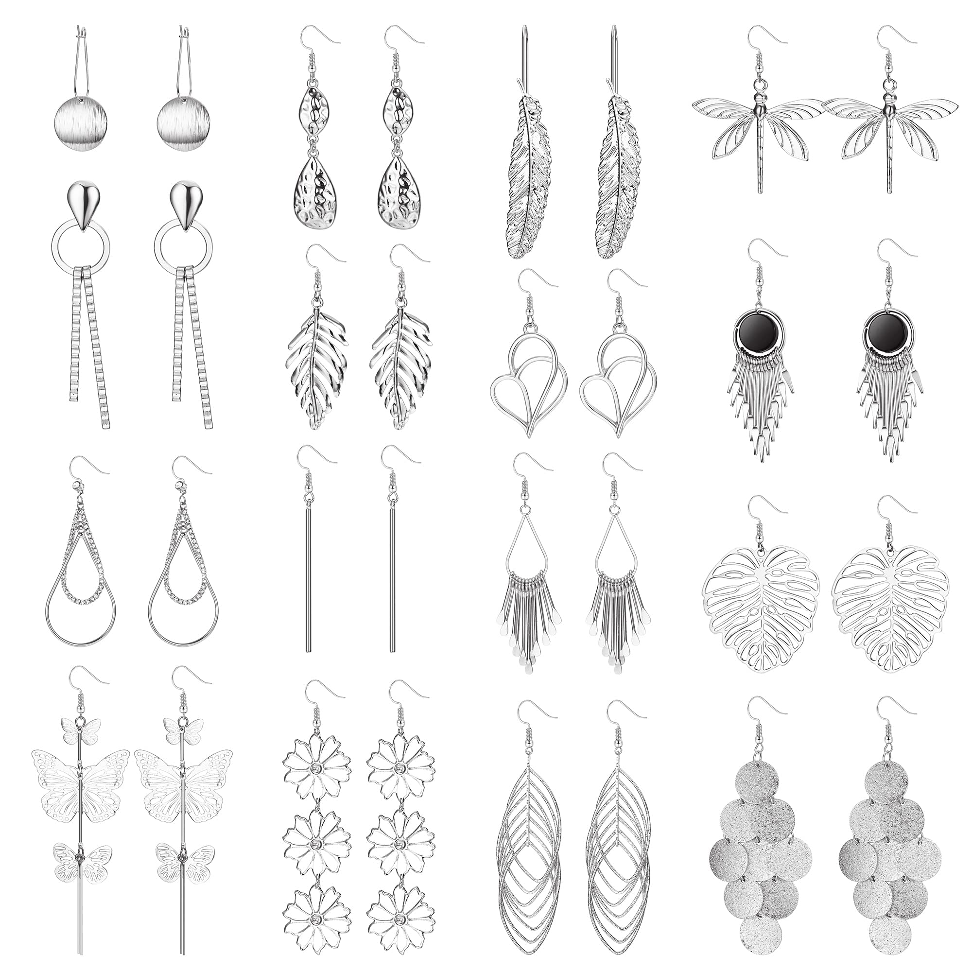 Sponsored Ad – 16 Pairs Drop Dangle Earrings Statement Boho Earrings Long Bar Leaf Twist Curved Gold Dangle Earrings for Women Girls