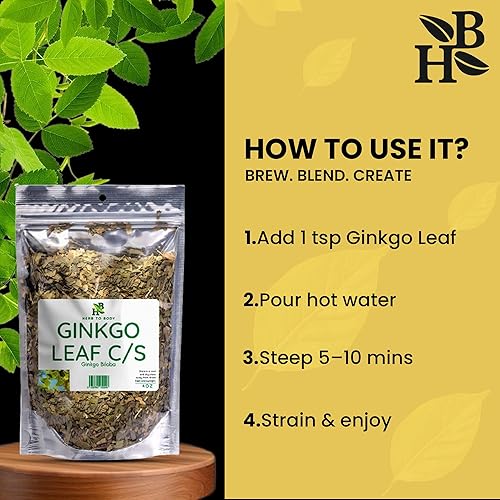 Miniatura 5 de Herb To Body Hoja de ginkgo cortada y tamizada: 4 onzas, hojas de té de ginkgo biloba silvestre, hojas de ginko biloba para infusiones y extractos
