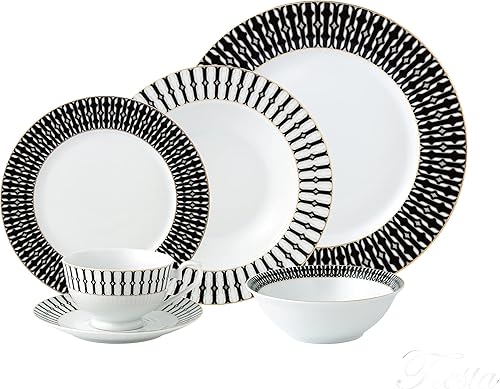 Juego de vajilla de 24 piezas de porcelana fina, servicio para 4 por Lorren Home Trends