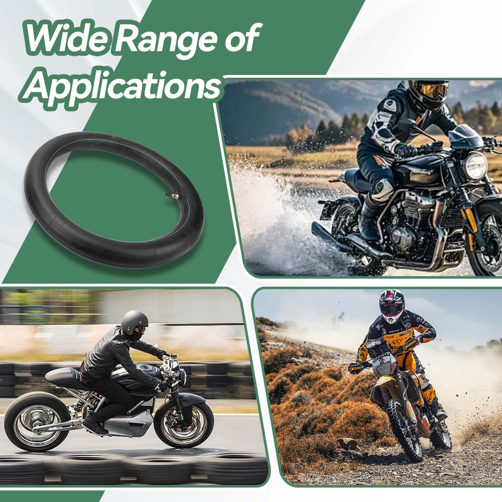 Chambre à air pour Moto, 3,25/3,50-16 Chambres à air Caoutchouc butyle Renforcer pneus intérieurs Accessoires Motos Pneus Roues Chambres à Air Valve pour Motos Tout-Terrain, Motos