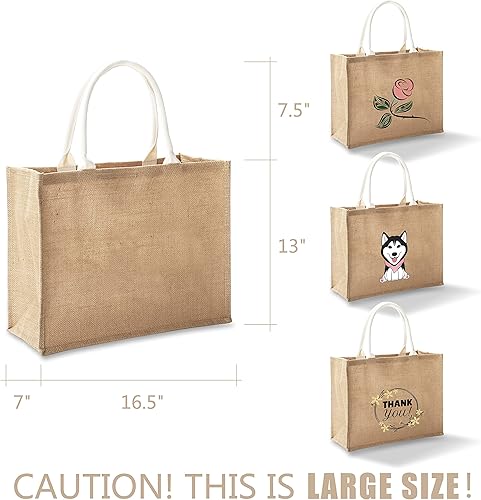 Miniatura 8 de Bolsas de yute de 14.5 x 6.7 x 10.2 pulgadas, paquete de 1 bolsa de arpillera para dama de honor, bolsas de arpillera para playa, bolsas de viaje de