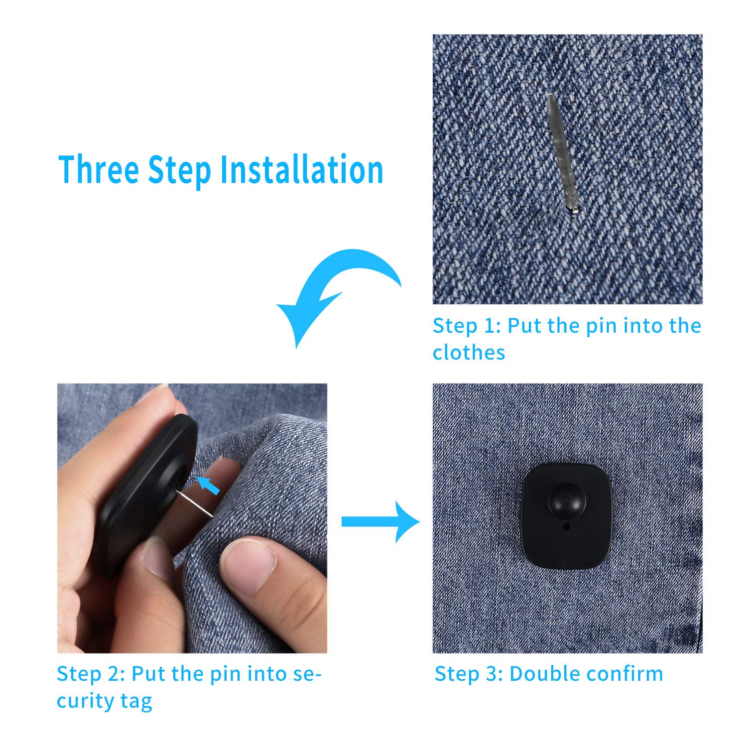 1000 Pieces Hard Clothing Security Tags 8.2Mhz RF Frequency, Checkpoint Security with 1000 Pins and 100 pcs Extra Cable Compatible with RF 8.2Mhz EAS System