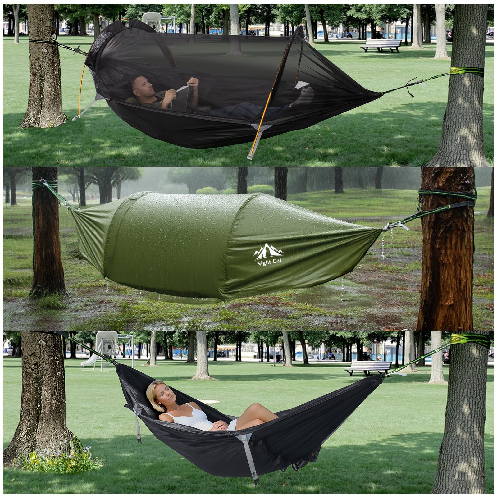 Night Cat Amaca Tenda Con Zanzariera Impermeabile Antipioggia Per 1 Persona Escursionismo Campeggio in Giardino Cortile Selvaggio