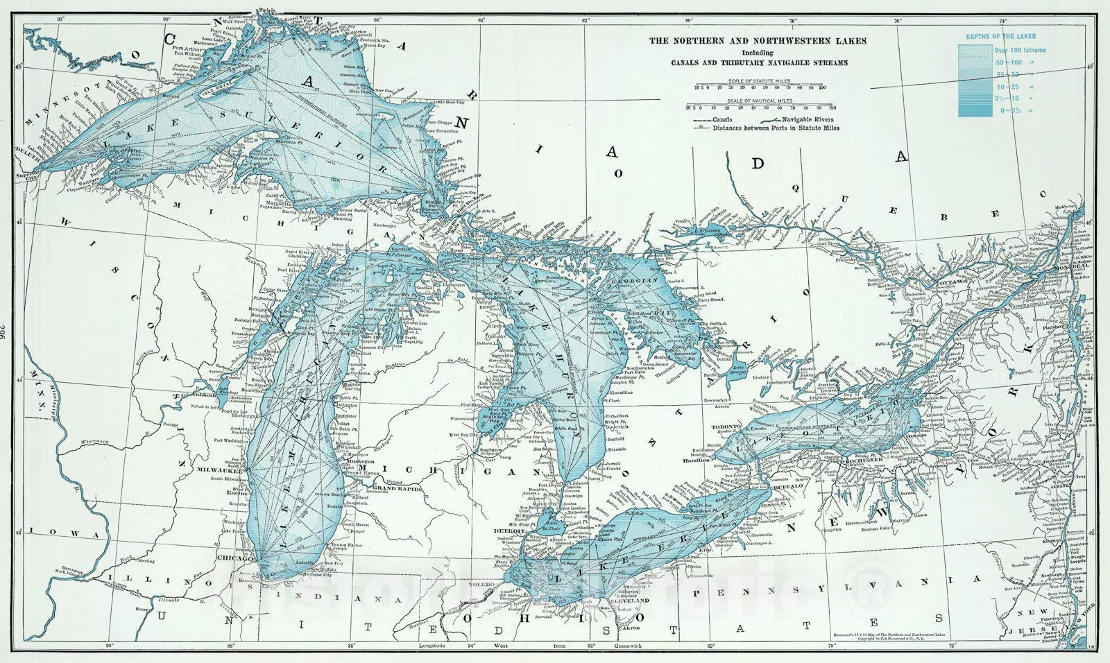 Amazon.com: Historic Map - World Atlas - 1948 Great Lakes Including ...