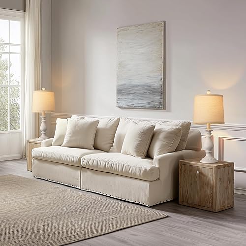 Miniatura 8 de QiMH Juego de 2 lámparas de mesa rústicas para sala de estar, lámpara de mesita de noche vintage con interruptor giratorio, lámparas de mesa