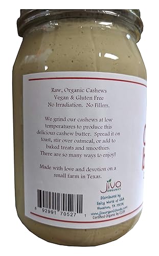 Miniatura 3 de Jiva Organics RAW mantequilla de anacardo orgánica 16 onzas tarro