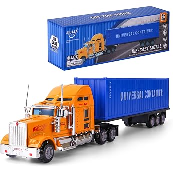 AIUAZA 1/65 Truck Model Removable Cargo Container Children's Toy Alloy Semi Truck Trailer Toy for Boys