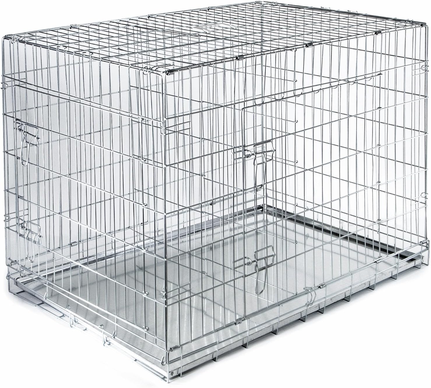 SmithBuilt Folding Double Door Cage Metal Dog Crate, 36 in. Long with Divider