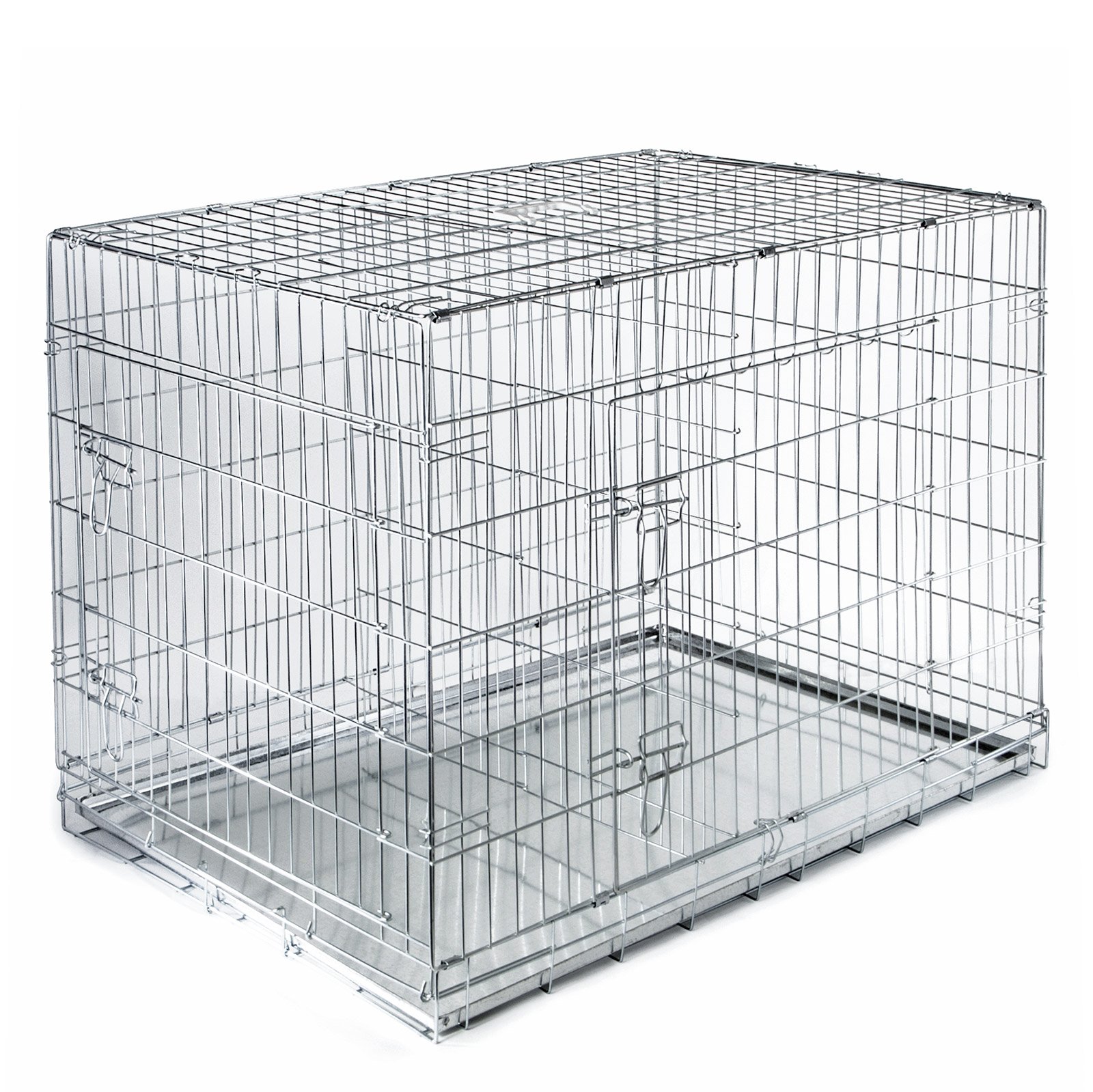 SmithBuilt Folding Double Door Cage Metal Dog Crate, 36 in. Long with Divider