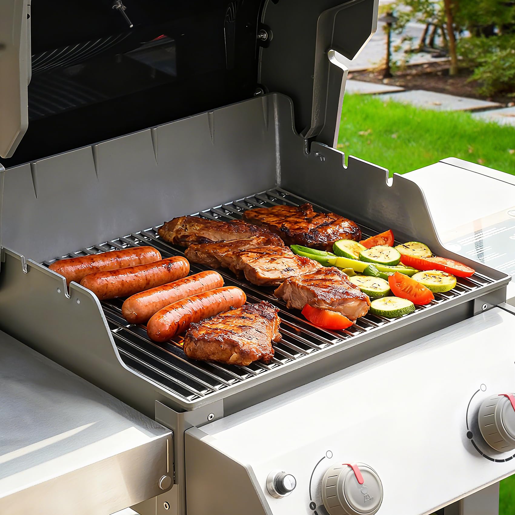 onlyfire GCG-8544 Rejillas de cocina de acero inoxidable para barra de revestimiento Se adapta a las parrillas de gas Weber 7637 Spirit II 200 y Spirit 200, paquete de 2