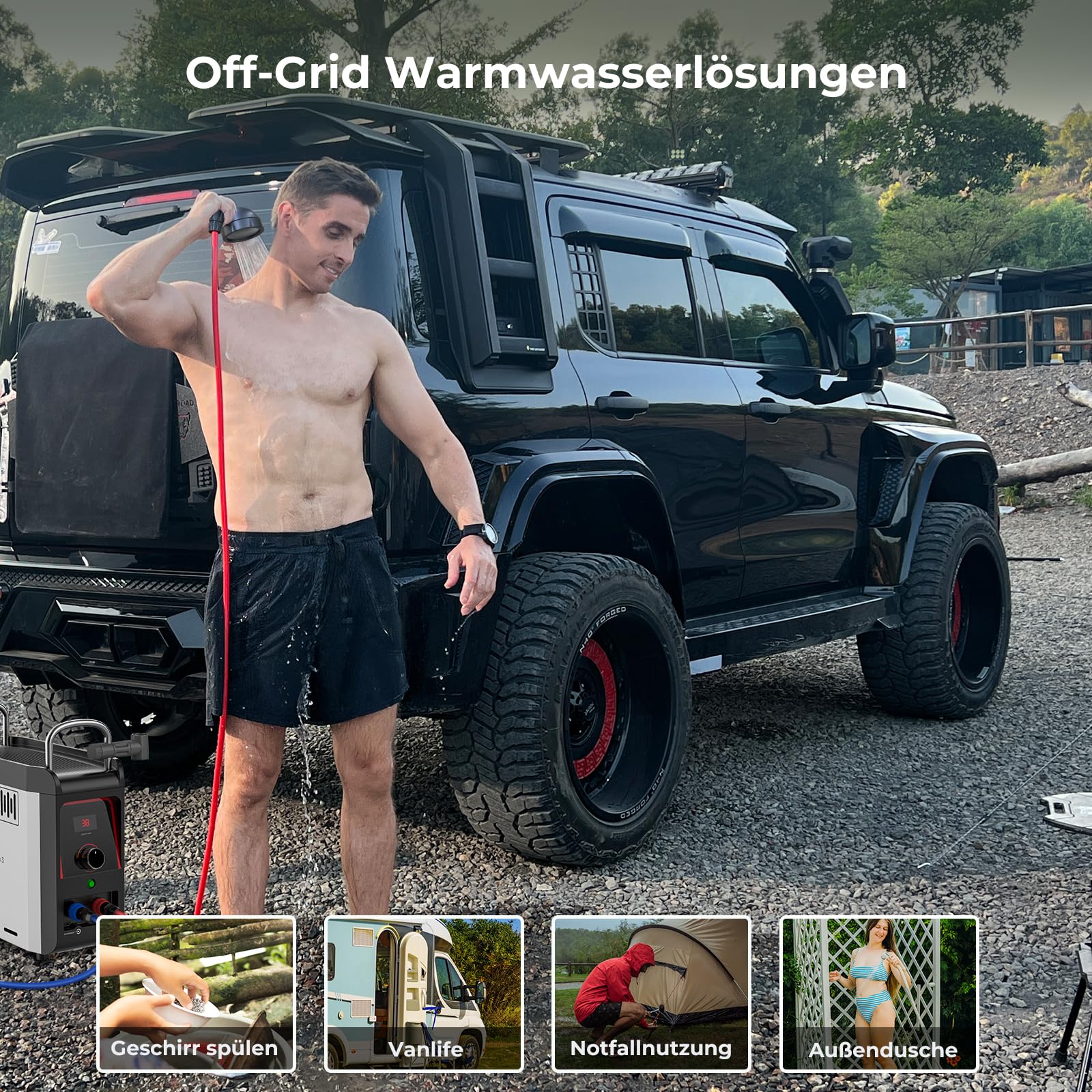 CAMPLUX Nano Gasdurchlauferhitzer mit Wasserpumpe, 3 L/min, Mobile Heißwasserquelle für Wohnmobil, Outdoor & Camping, Nano 3