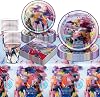 81Pcs Birthday Decorations, K POP Party Decorations Kids' Party Tableware Set, Birthday Party Plates Cups and Napkins Tablecloth 20 Guests