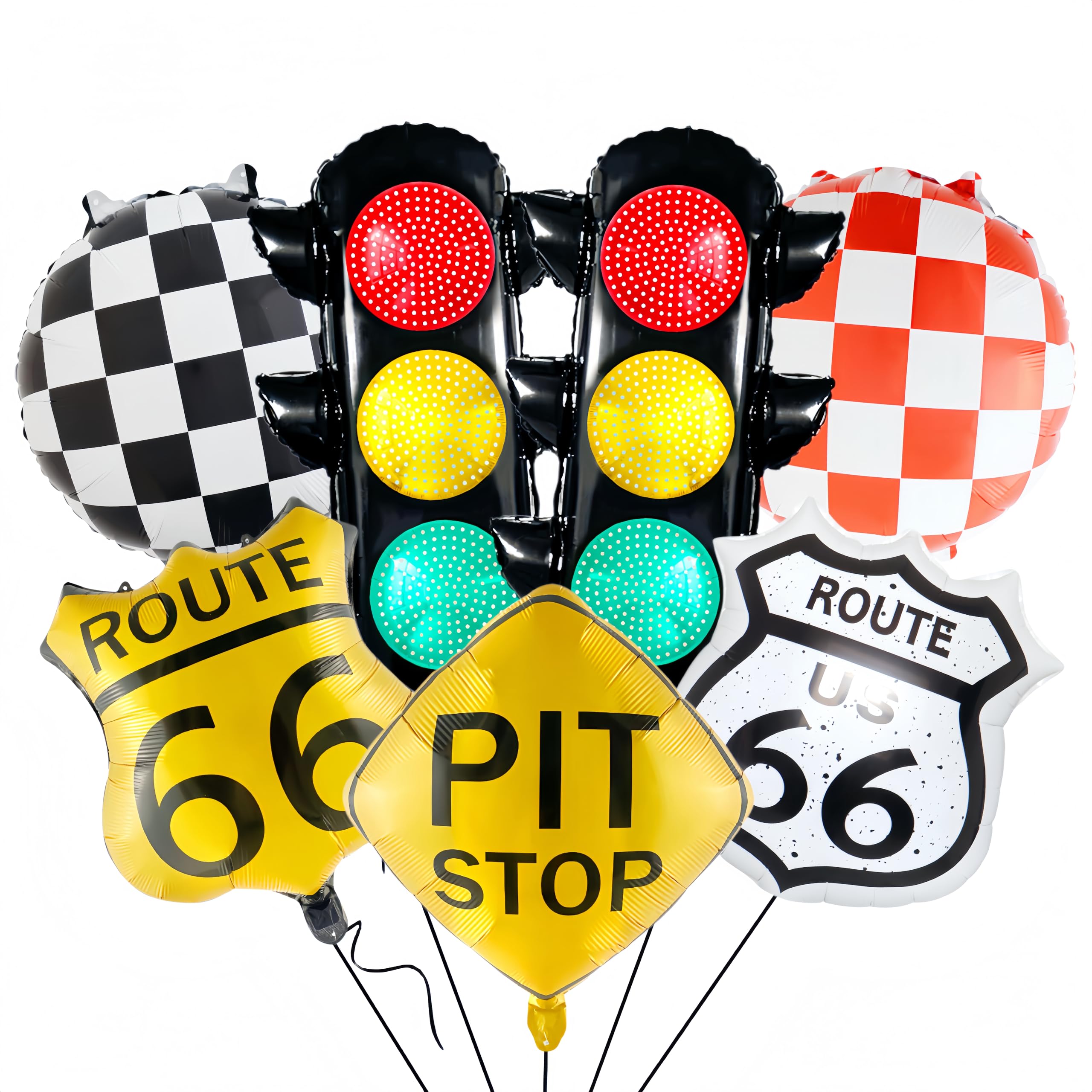 7Pcs Race Car Party Balloon Set Traffic Light Pit Stop Mqueen Set Talladega Nights Party Decor Dirt Bike