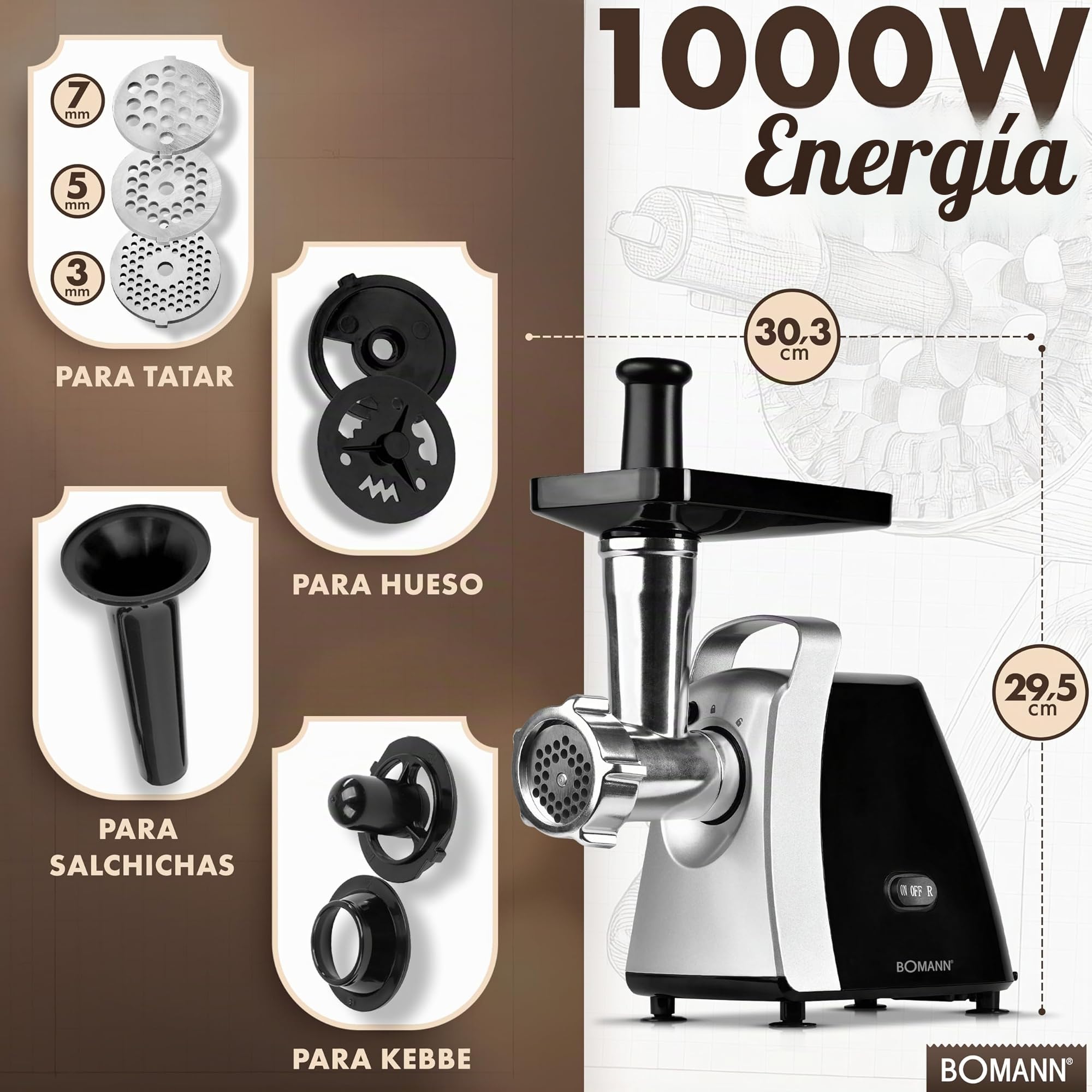 Picadora de carne Bomann 1000W FW 6067