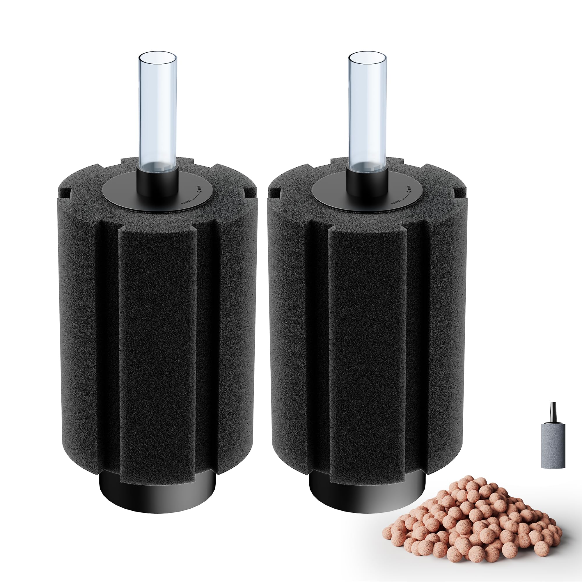 DVHEY Aquarium 80-150 Gallon 2 Pack Sponge Filter with Air Stone and Ceramic Media Quiet Fish Tank Filters fit Breeding Fry Betta Shrimp Fish Tank — image 1