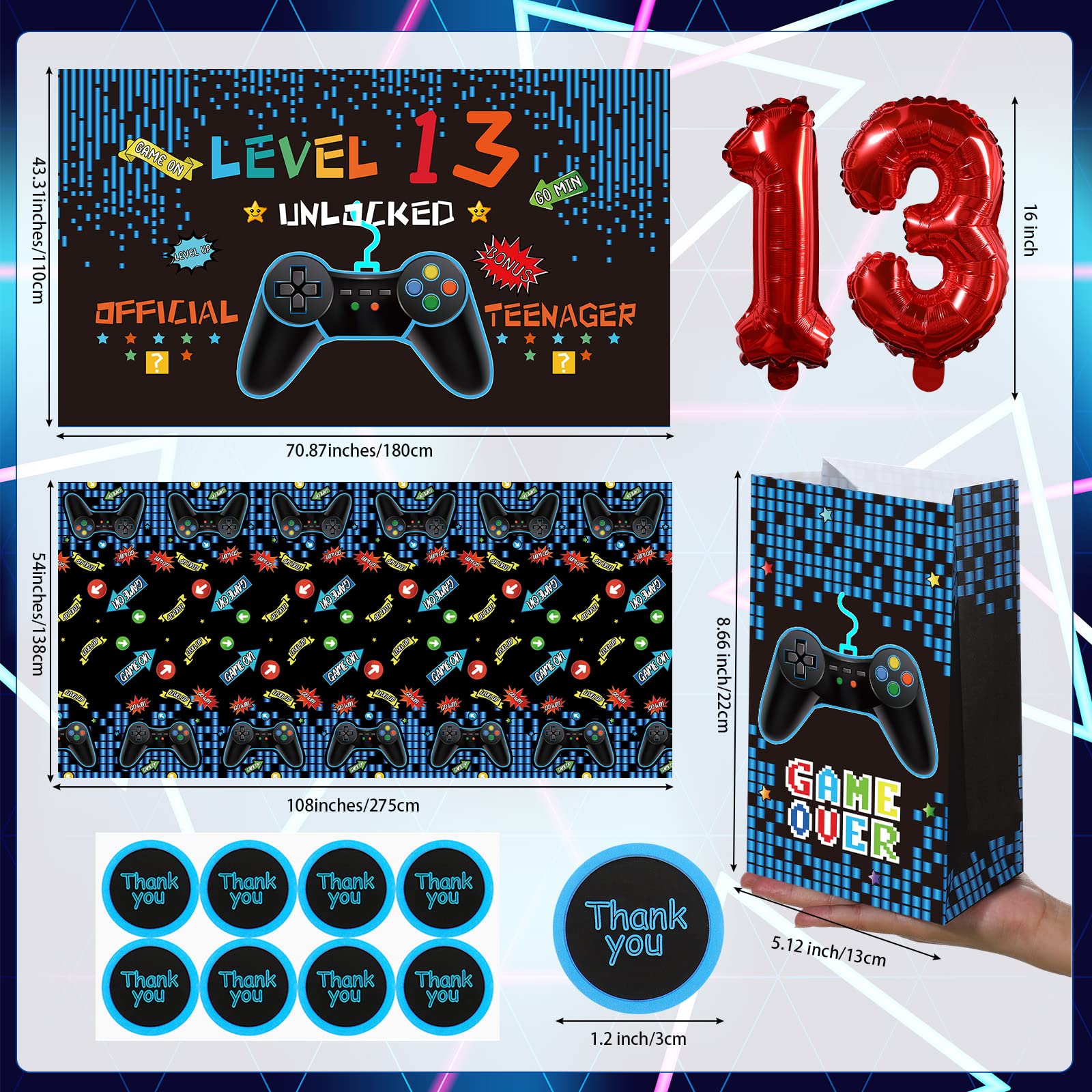 Amazon.com: BBTO 13th Video Game Birthday Party Decorations