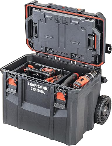 Miniatura 5 de CRAFTSMAN TRADESTACK Caja de herramientas con ruedas, impermeable, sistema apilable, almacenamiento rodante portátil para uso en