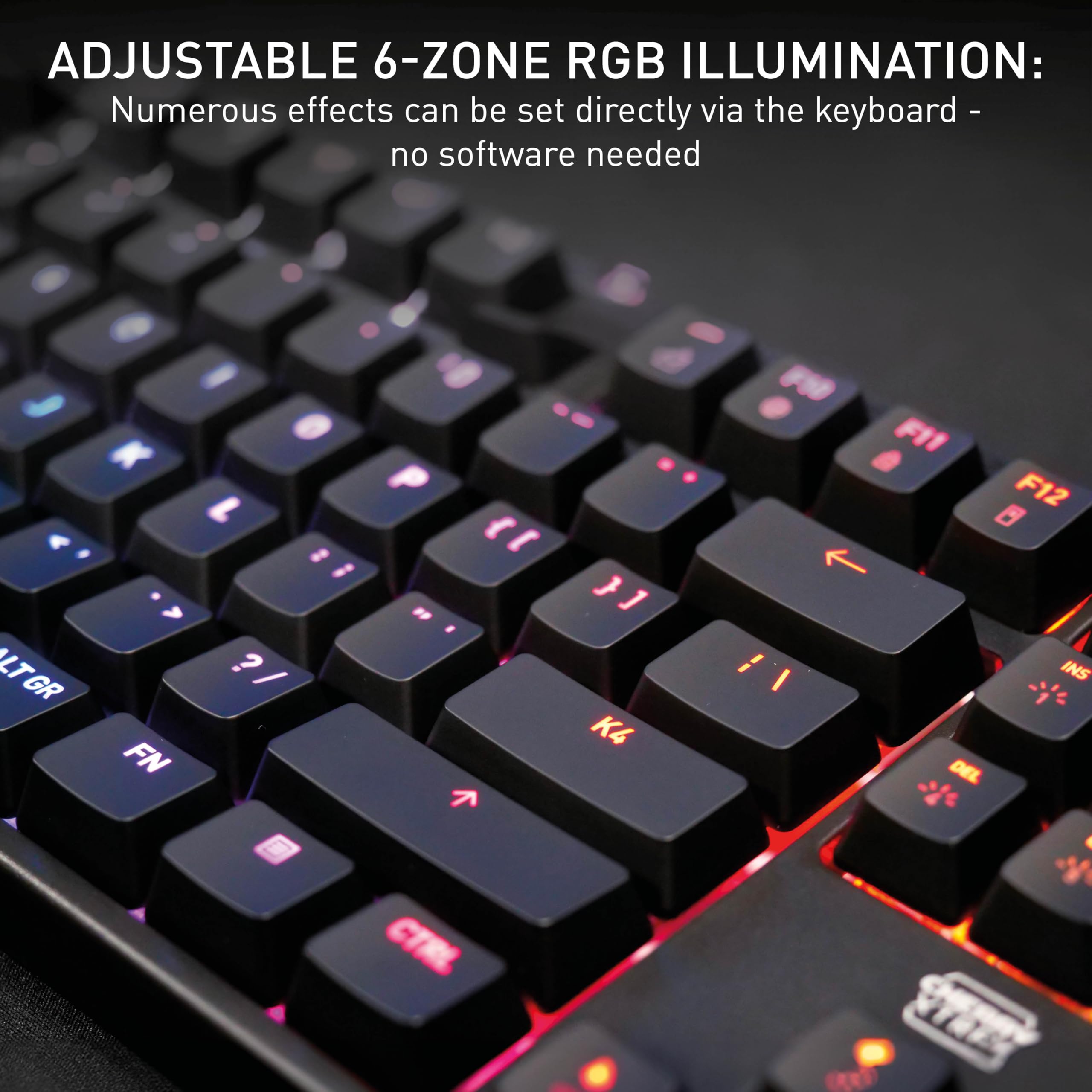 CHERRY XTRFY K4V2 TKL, Przewodowa Klawiatura dla Graczy bez Klawiatury Numerycznej, Układ Portugalski (QWERTY), Podświetlenie RGB, Przełączniki MX2A RED, Czarny