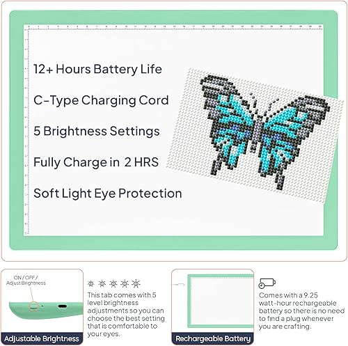Miniatura 34 de iVyne Almohadilla de luz recargable A4 para rastrear y desmalezar, tablero de luz LED para deshierbar vinilo, para herramientas de deshierbe de Rosa