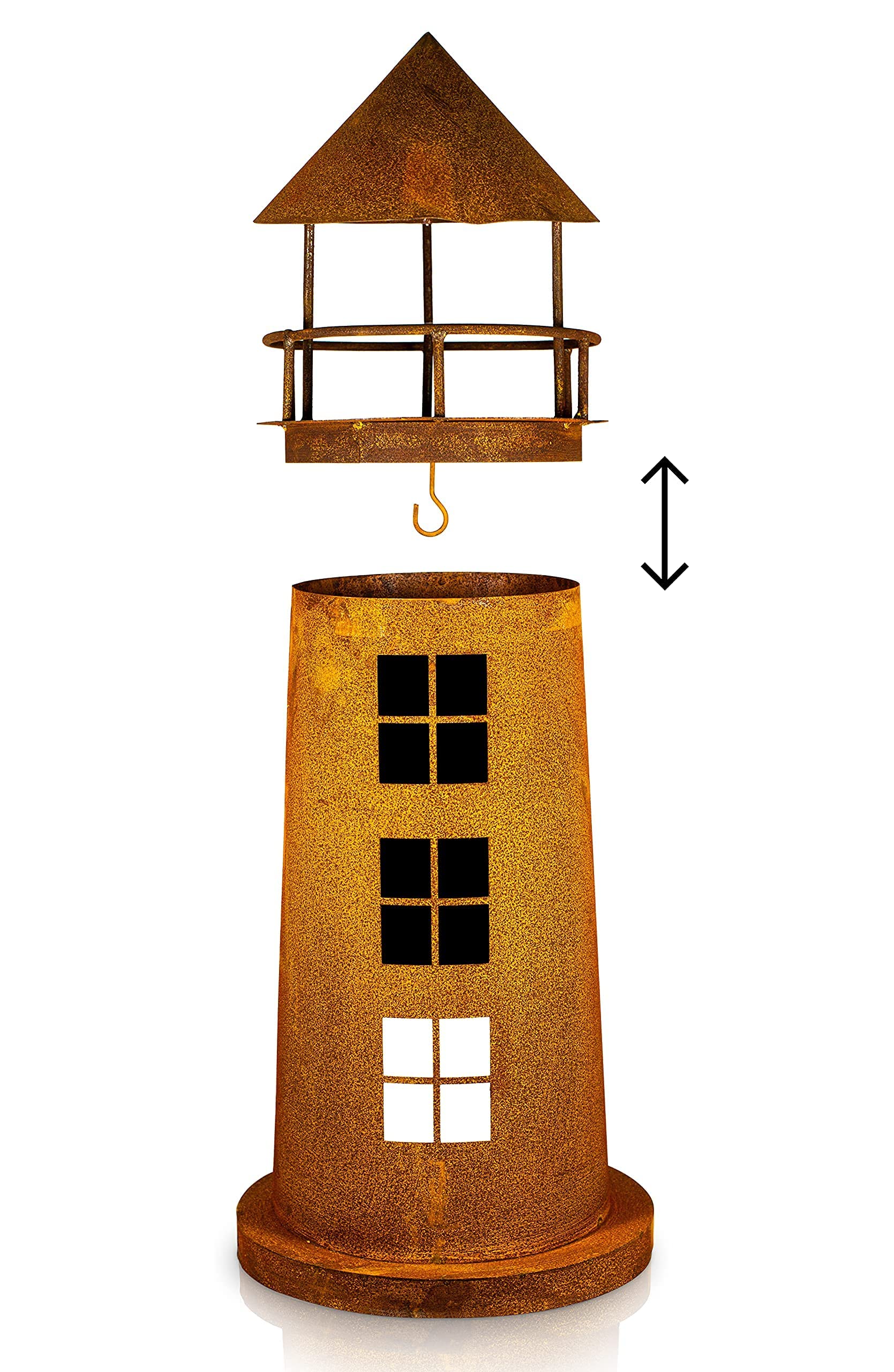 Leuchtturm Deko Skulptur für Garten, Terrasse oder Balkon - Metall Edelrost Teich Deko Maritim