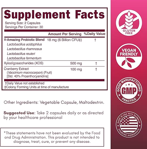 Miniatura 9 de SOON+ Probióticos vaginales para mujeres, probióticos V-Sync con mezcla de Lactobacillus, extracto de arándano y prebióticos para la salud vaginal,