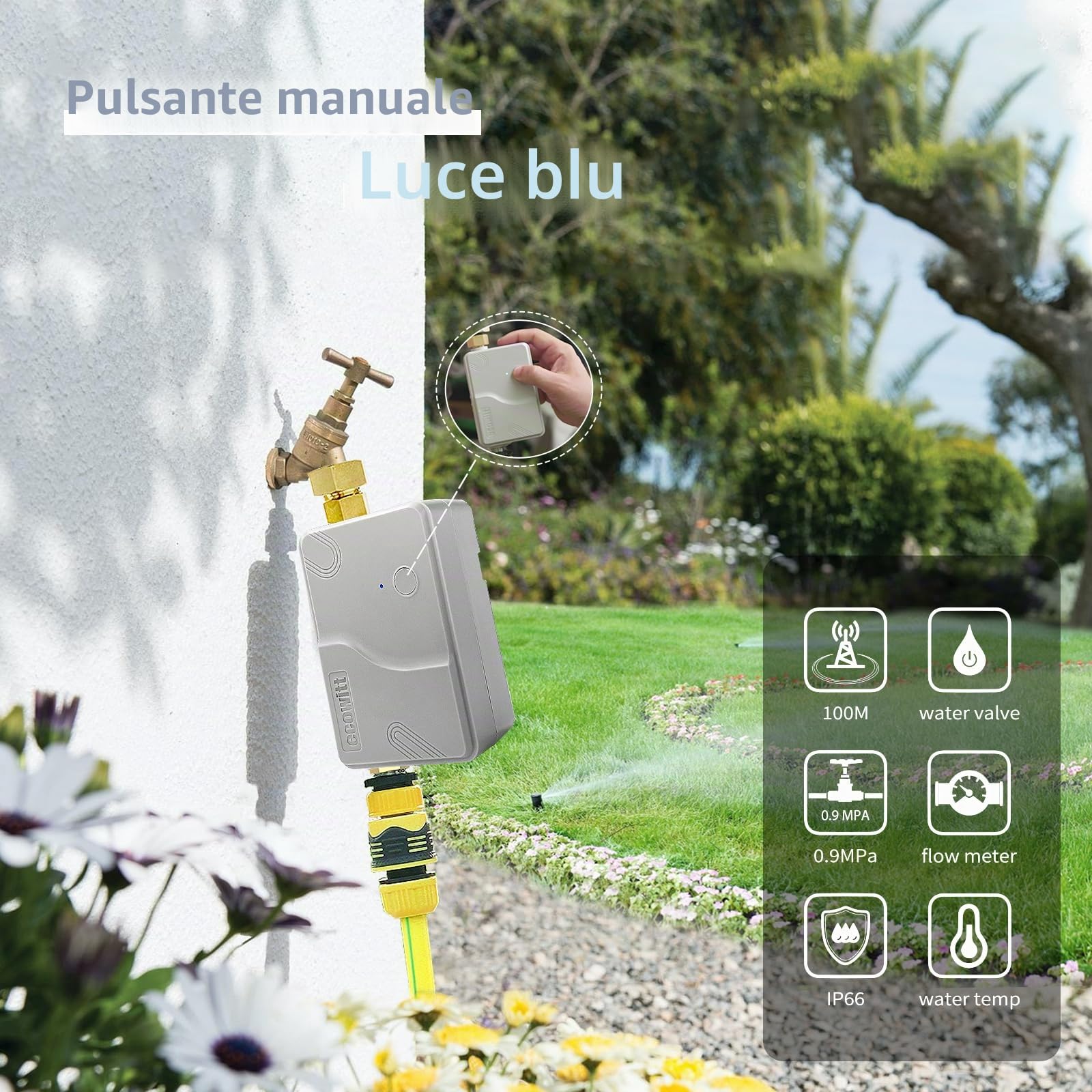 ECOWITT Timer Irrigazione giardino WFC01 Accessori, Timer per l'irrigazione della con APP, Programmatore irrigazione a batteria, controller per l'irrigazione agricola impermeabile, Solo Accessori