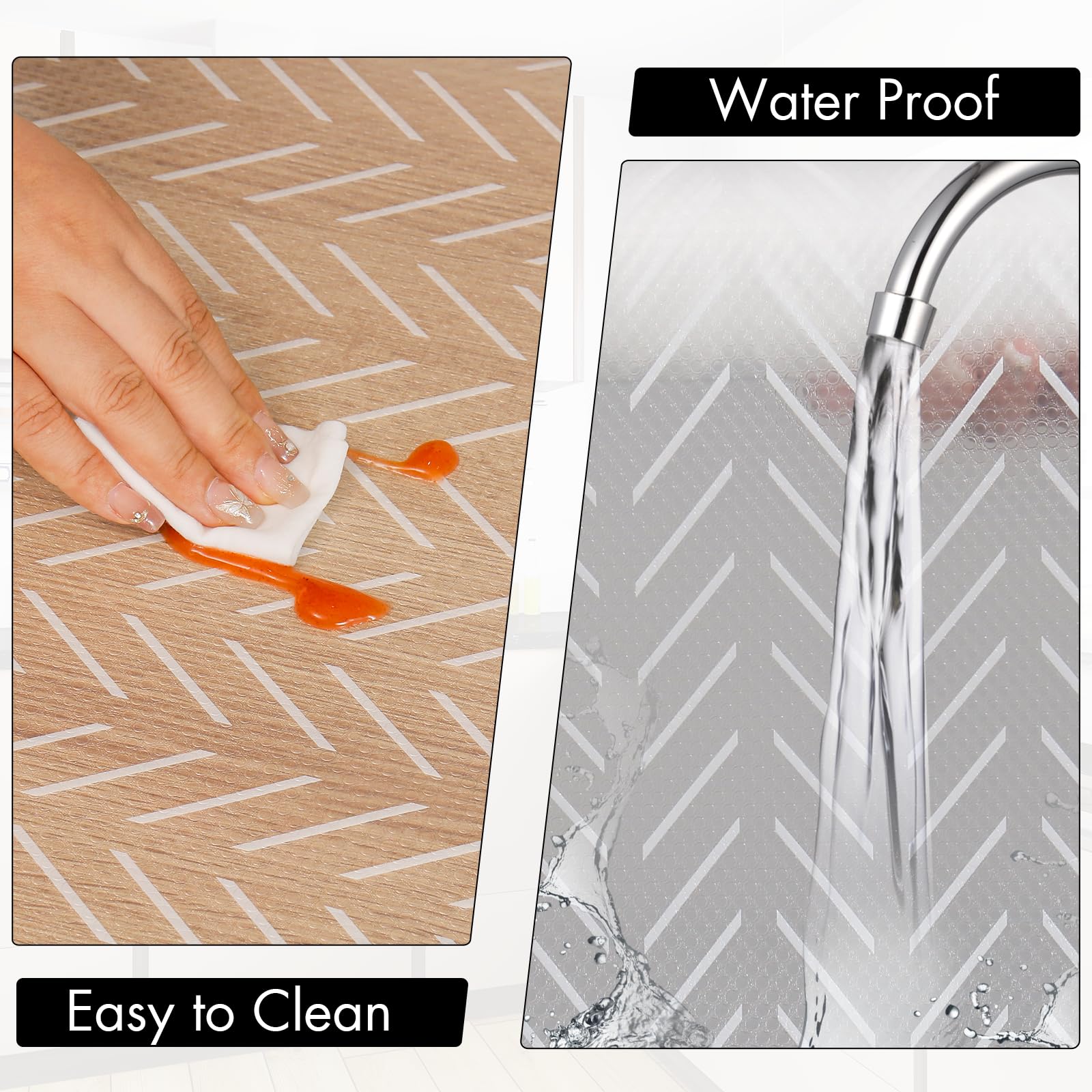 Cooyes Revestimiento de estante, revestimiento antideslizante para armarios de cocina, papel impermeable con patrón moderno, revestimientos duraderos de EVA para gabinetes