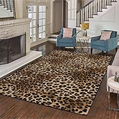 Aukib Leopard Rug 4x6 Cheetah Print Washable Non-Slip Rug Ultra Soft Low-Pile Indoor Carpet for Living Dining Playroom