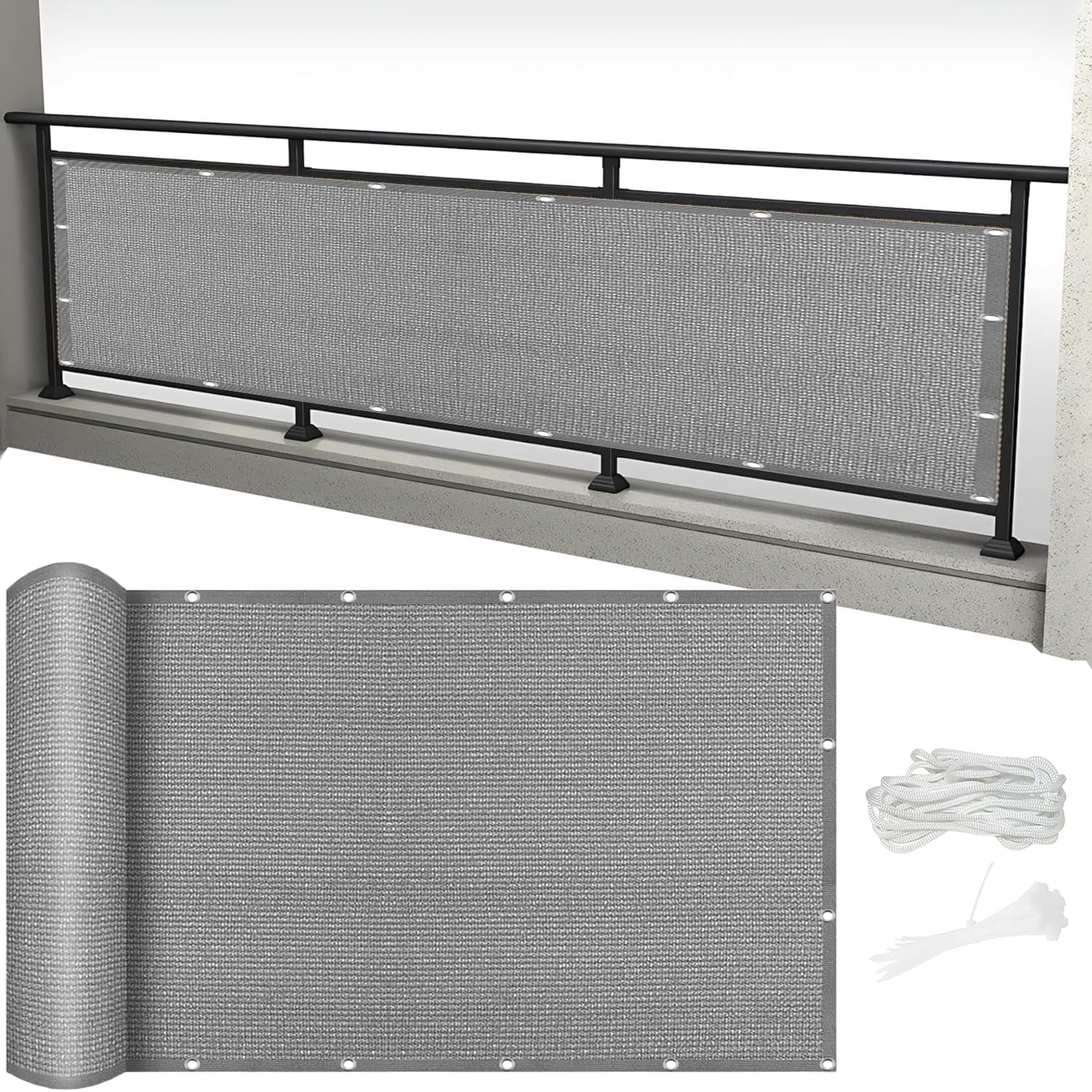 Toile ombrage auvent respirant 140 x 200 cm maille protection gris clair