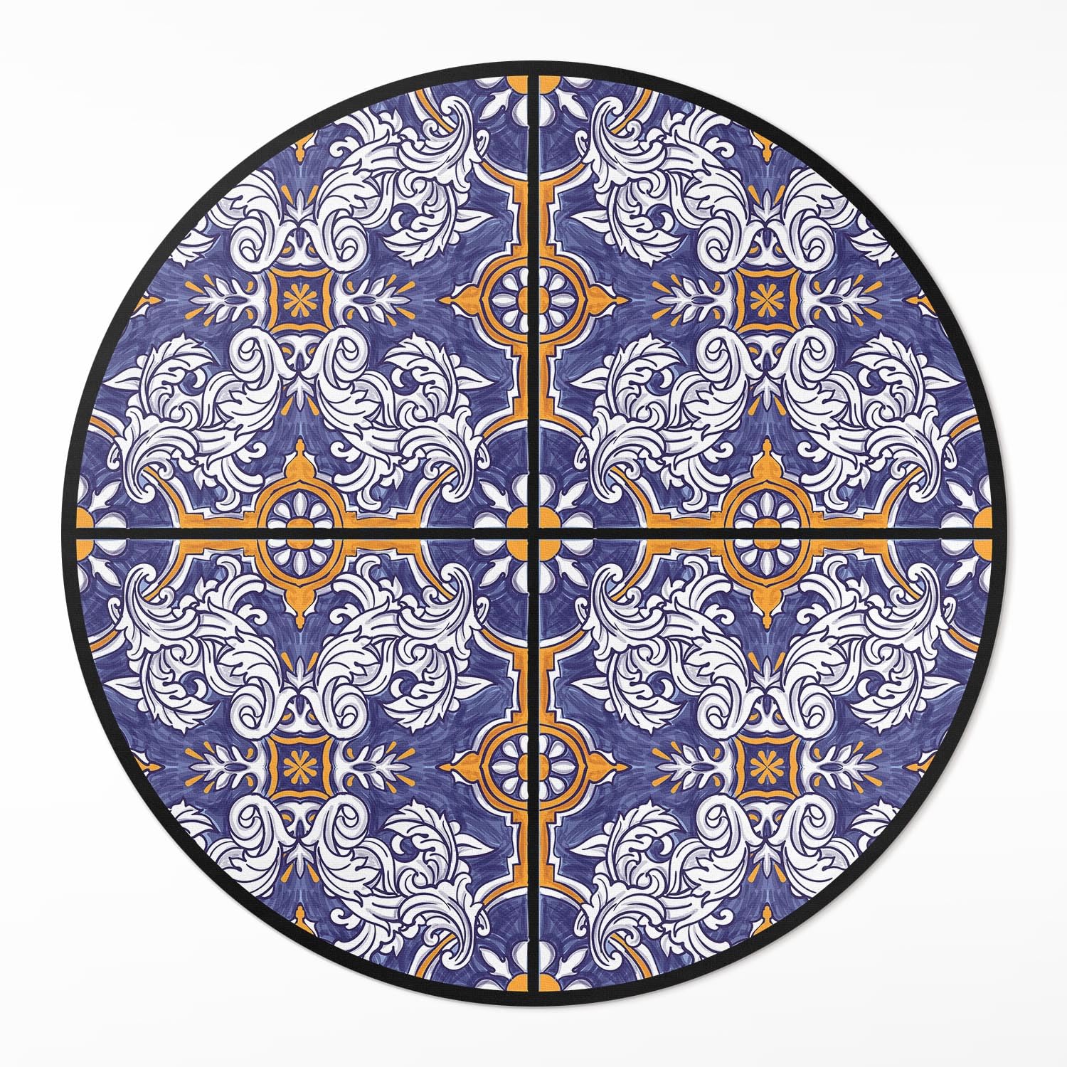 Tapis Vinyle Durable et Élégant Maison Deco Rond Tuiles Végétales