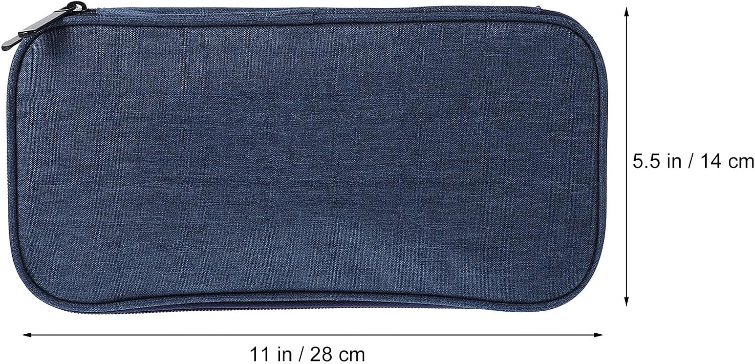 WRITWAA Knitting Needles Organizer and Crochet Storage Pouch, 600d Oxford Fabric Portable Case, Dark Blue Yarn Holder for Travel and Craft Storage