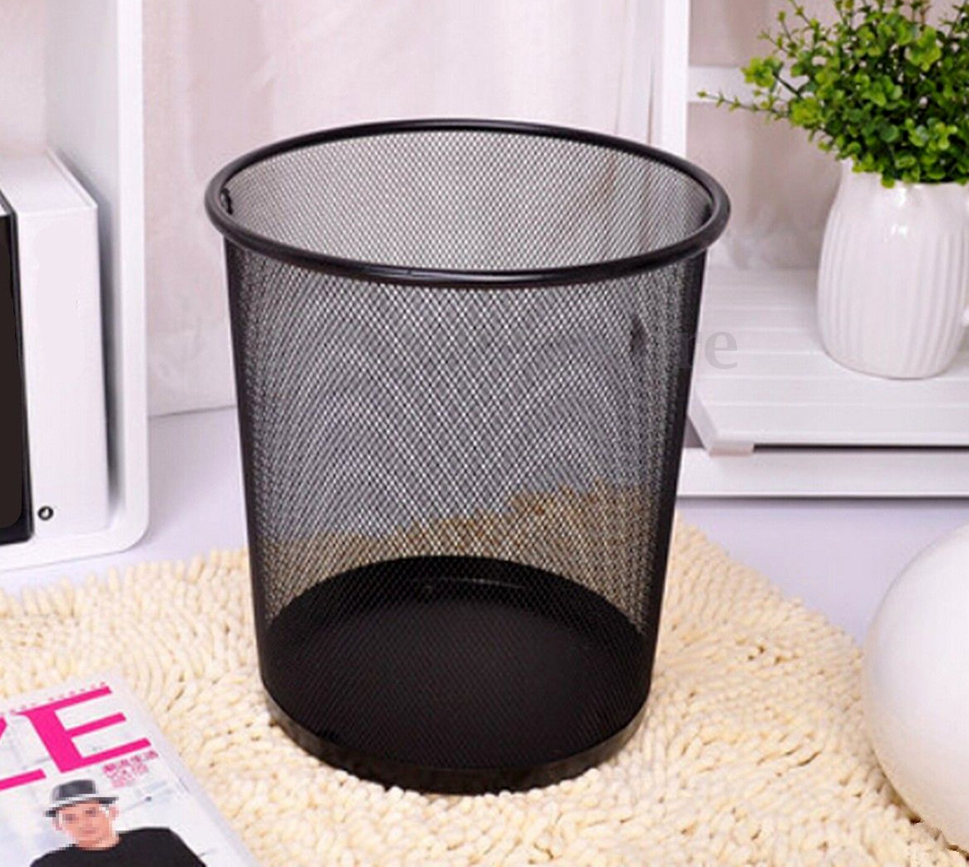 TIED RIBBONS Metal Mesh Big Size Dustbin for Living Room Office use Room Small Rooms School Bedroom Kids(Set of 2, Black,Metal Mesh) 2