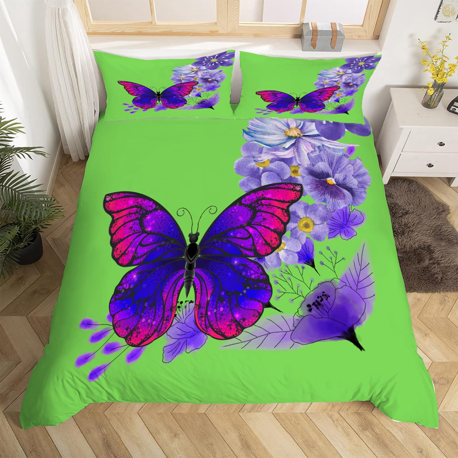 Copripiumino Matrimoniale 135x200 Con Federa 80x80, Farfalle Colorate, Morbida Microfibra, 2 Pezzi - 4
