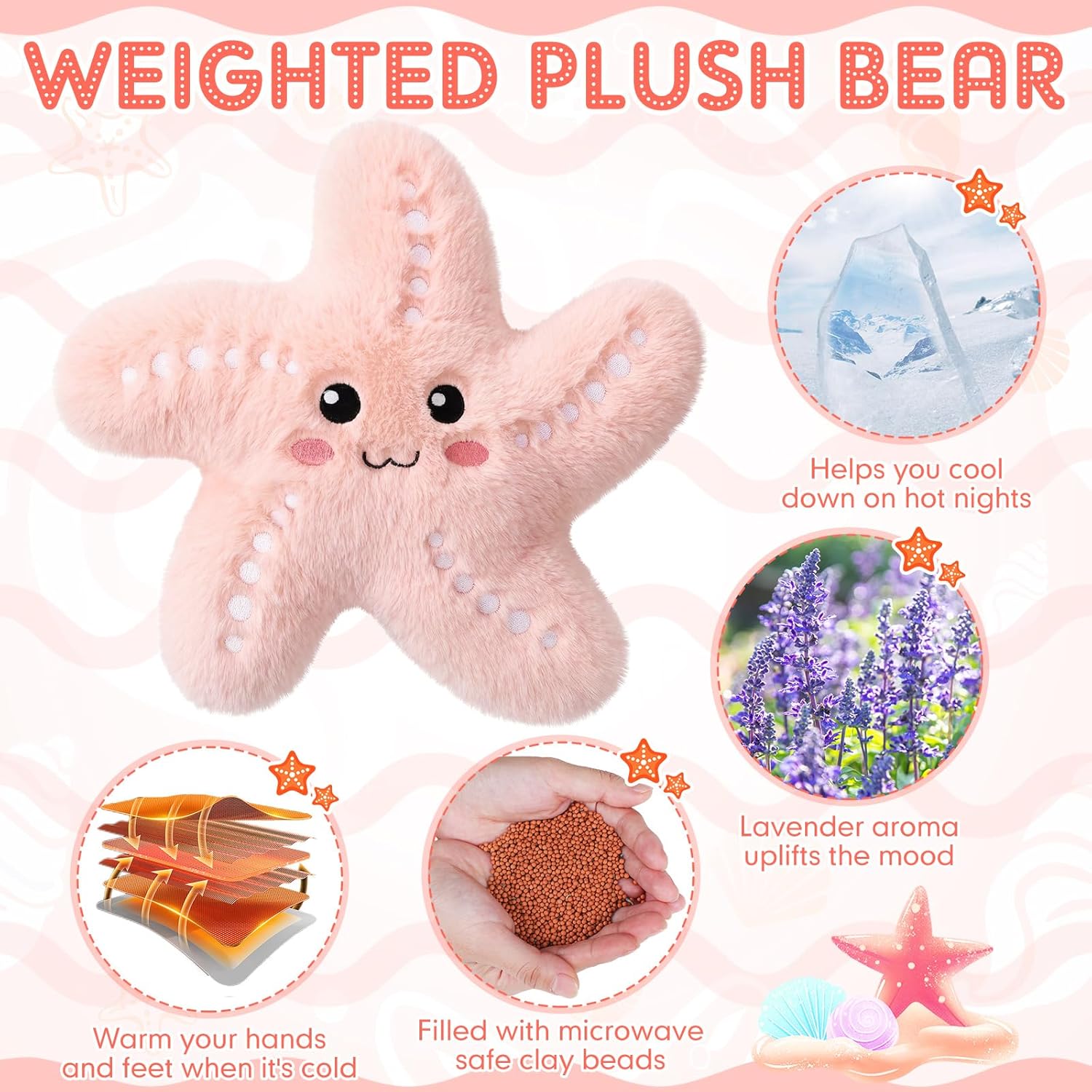 Realspring Heatable Coolable Stuffed Animals Gifts for Kids Plush Microwavable Heating Pad Lavender Scented Cute Plushie Birthday Gift for Adults Soothing Warmth Comfort Heating Pad