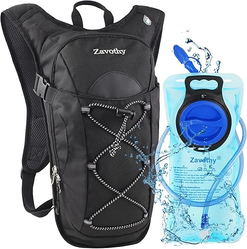 Mochila de hidratación con vejiga de agua de 2 litros, sin BPA, ligera, para hombres, mujeres, adolescentes, mochila de agua impermeable para