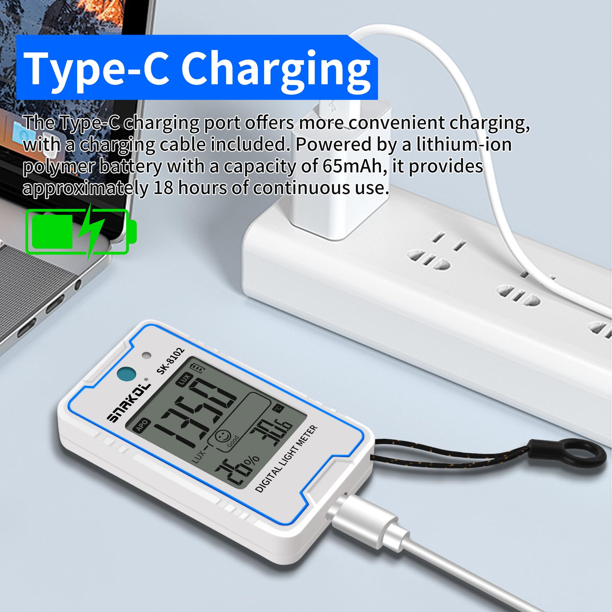 Digital Lux Meter - Illuminance Tester with Temp & Humidity -5