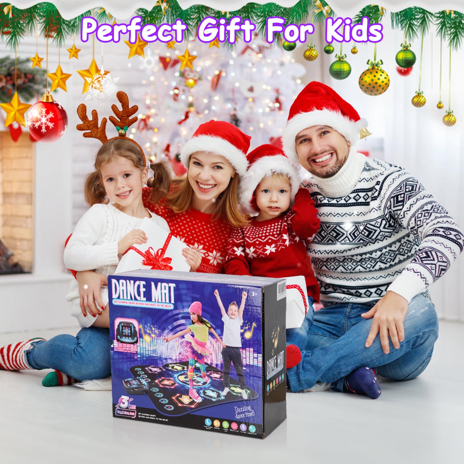 maysida Tanzmatte für Kinder ab 3-12 Jahre, 2026 Musikmatte mit 8 LED-Lichtern&Bluetooth,Tanzmatte für mädchen/jungen mit interaktive LED-Batteriebox&27Level, spielzeug geschenk mädchen 4 5 6 7 8jahre