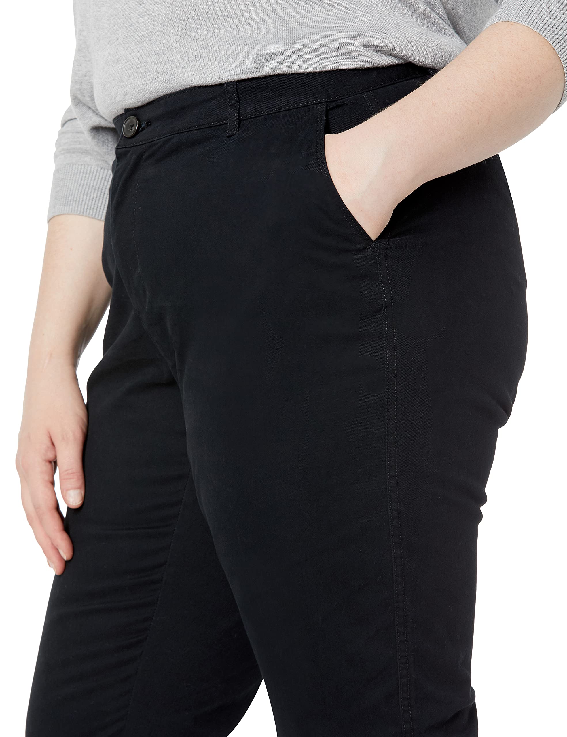 Amazon Essentials Pantalones Caqui Elásticos, de Tiro Medio y Corte Ajustado con Pernera Cónica (Disponibles en Tallas Grandes) Mujer