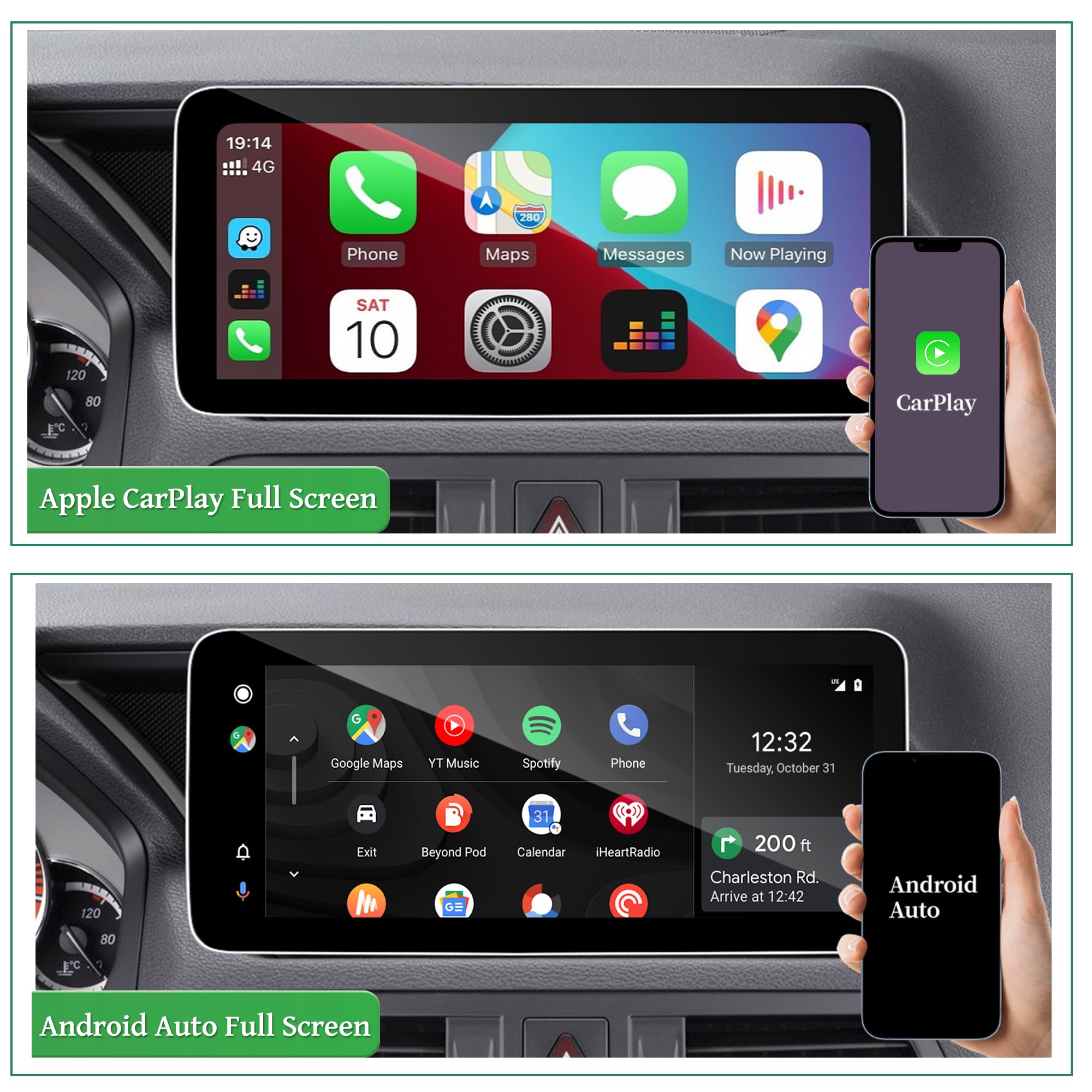 Najlepszy ekran Android 12.3 do Mercedesa klasy E NTG 4.0 C207 A207 W207 CarPlay Android Auto Full (podzielony) ekran Mirroring App Netflix YouTube Spotify Wi-Fi Navigation Waze Vehicle Cameras (128